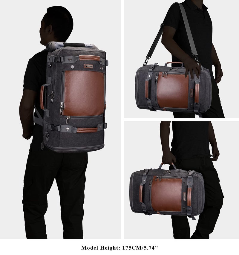 WITZMAN Travel Backpack for Men Women Carry on Luggage Backpack Canvas Rucksack Duffel bag with Shoe Compartmentï¼ˆA2021 big size blackï¼‰ - Image 3